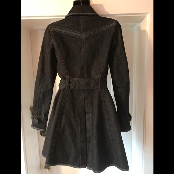Armani Exchange Trench Coat XS Black Denim Jacket - Picture 6 of 8